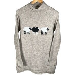Cupcakes and Cashmere Womens XS Sheep Sweater Mock Neck Knit Cozy‎ Pullover